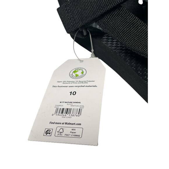 Time And Tru Women's Nature Sandals Size 10 Black Cushion Sole New With Tags** - Picture 9 of 11